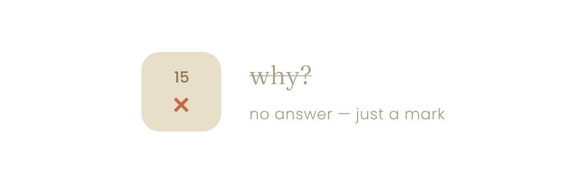 A mark with no answer — just why crossed out